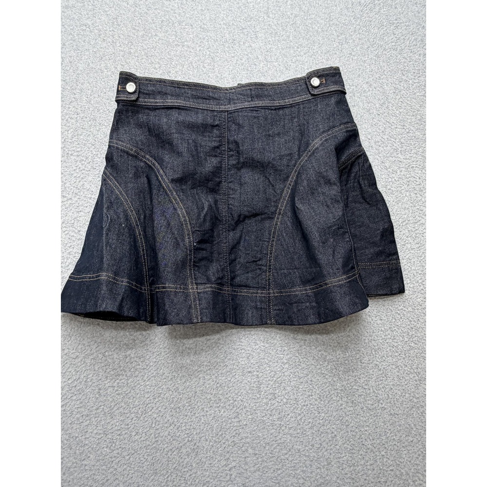 Pilcro Skirt Womens 14 Blue Denim Skater Mini Button Zip Stretch High Waist - Picture 11 of 12